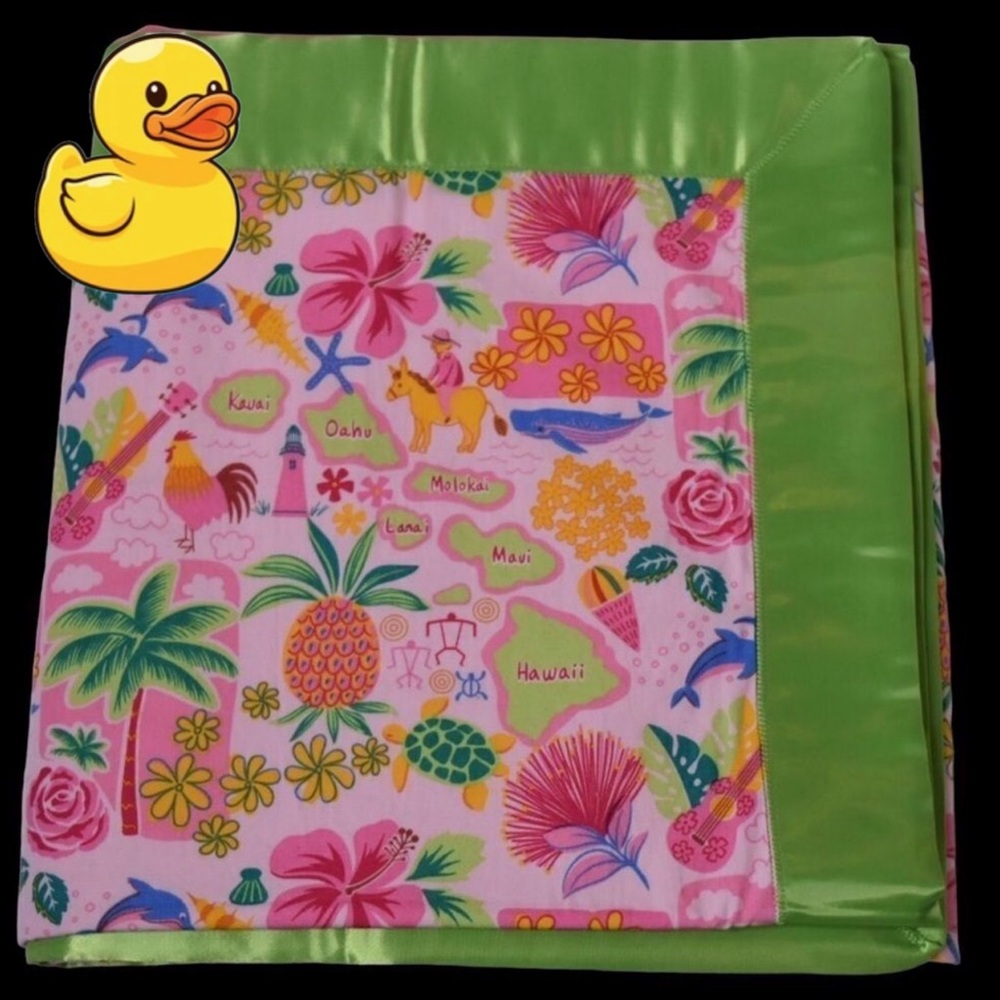 🏝brand NEW🐬🌺Handmade Aloha Print Crib Blanket